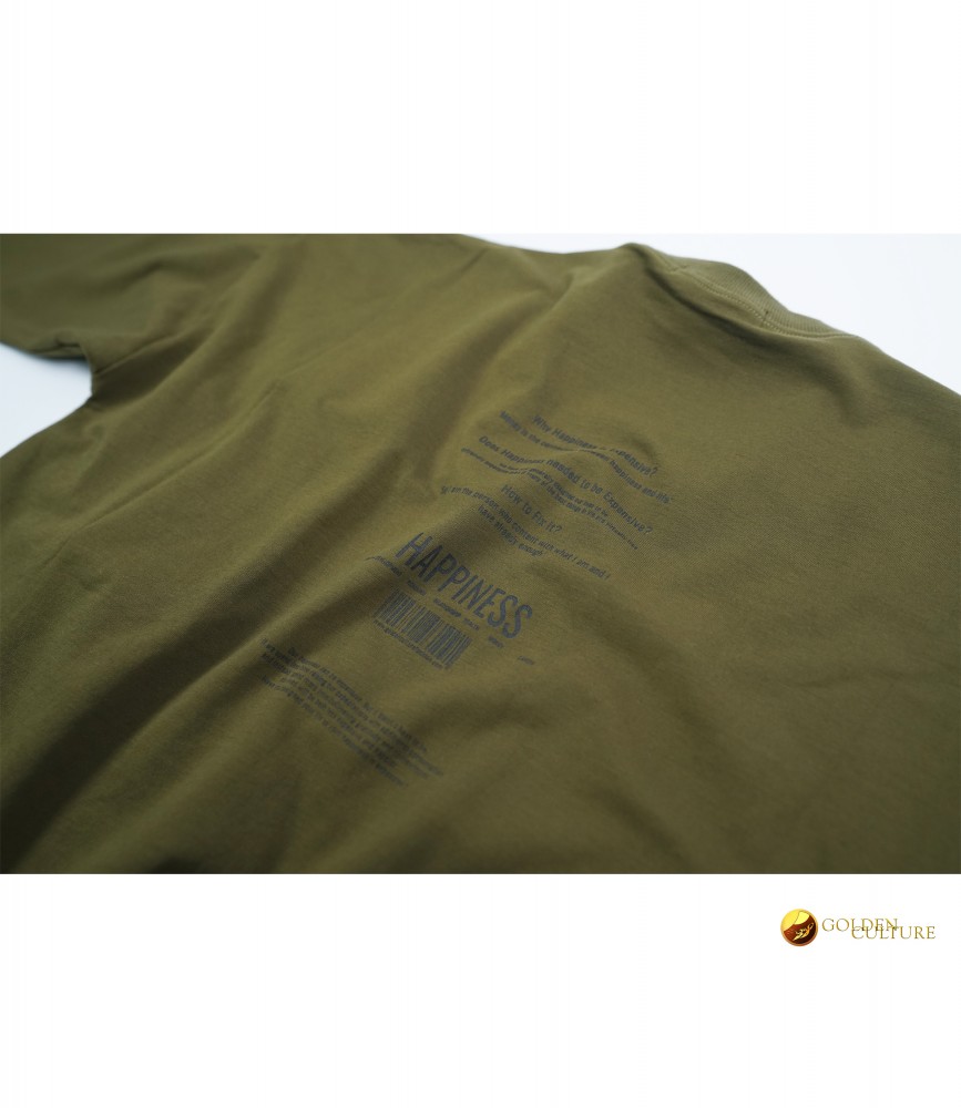 HAPPINESS IS EXPENSIVE Pockets Oversized T-Shirt (Army Green)